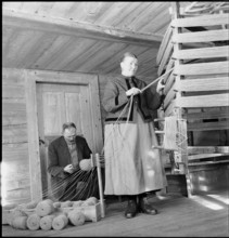 Man and woman winding yarn, 1945.