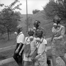 Testing the new gas masks for civilians, 1967.