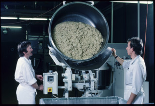 Workers of Kably corp. at the dough-kneading-machine, 1988.