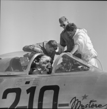 Army testing Dassault MD 452 Mystere IV A, Kloten 1956.