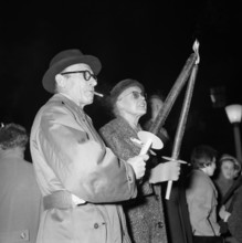 Torch-lit procession to commemorate the first voting about women suffrage in Switzerland, 1959. The