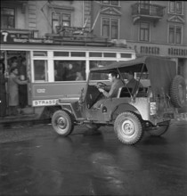 Civilian use of military Jeep, Zurich 1950.