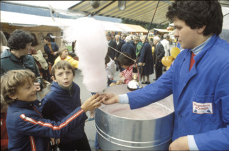 Selling candyfloss, 1978.