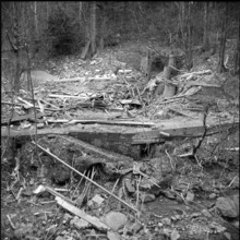 Foundation walls after explosion at explosive factory Isleten 1954.