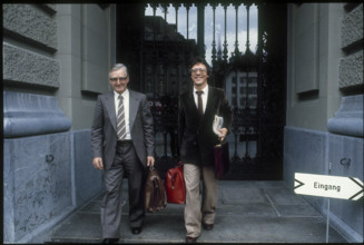 Fritz Raz and Franz Jager leaving the house of parliament 1979.