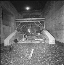 Jet engine test stand: test trestle, airport Zurich-Kloten 1960.