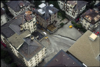 The 1993 flood of Brigue: St. Sebastianplatz.