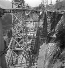 Arch bridge under construction; 1950.