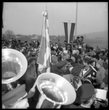 Inauguration of the new built bridge over the Rhine; 1956.