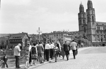 Group of Russian tourists in Zurich 1969.
