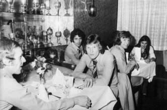 FCZ team is celebrating in the restaurant Libero after winning the cup final, 1973.
