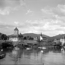 Castle and church Spiez 1951.