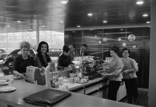 Cafe in the building of Amag, Geneva 1964.