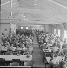 Power station construction, canteen at Moiry workers' housing estate 1956.