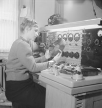 Employee in the radio studio of Zurich in 1946.