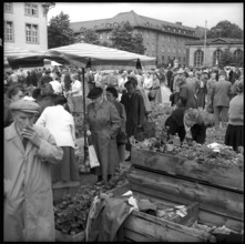 Flower market at Helvetiaplatz in Zurich 1958.