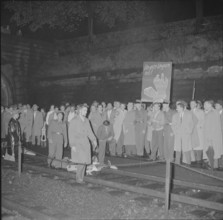 Protest against Moscow travelers at their comeback, 1957.