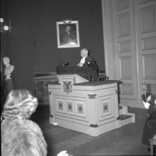 Professor Einaudi speaking at University of Basle 1956.