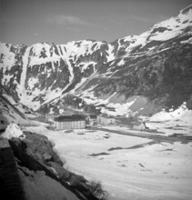 Gletsch and Hotel Glacier du Rhone; 1950.