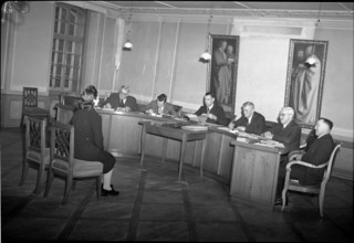 Workers, accused after going on strike; 1947.