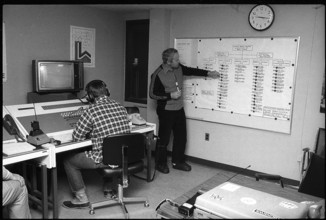 Olympic Games Lake Placid 1980: Roland Froidevaux in the radio operating centre.