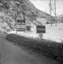 Gotthard pass road at Goschenen with snow 1961.