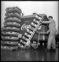 Coca-Cola, worker, delivery van, loading; 1949