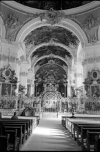 Indoor view of monastery church St. Gallen 1966