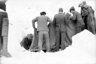 Mattmark Glacial Ice Avalanche; rescue of dead workers; 1965