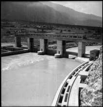 Lavey power station, dam near Vernayaz 1952