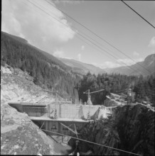 Bärenburg balancing reservoir under construction, around 1959