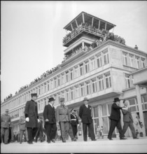 People at the reopening of Geneva International Airport in 1949