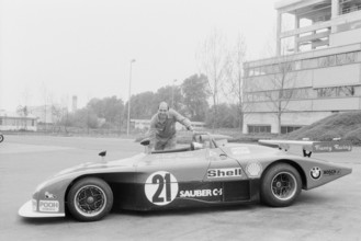 Peter Sauber with Sauber BMW racing car
