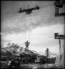 Transportation cableway, building site Cleuson dam 1948