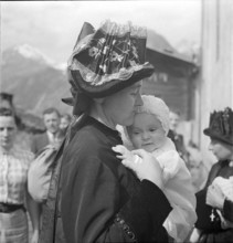 Young woman wearing traditional costume of the Valais, 1942