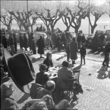 Public risotto meal at carnival in Ascona, 1955