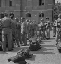 Call-up, soldiers assemble for service; 1939