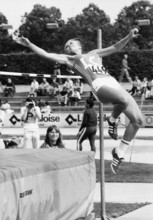Swiss championships 1977 Basel: high jumper Susi Erb