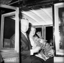 Horst Wolfram Geissler and wife in a stage coach, stagecoach, 1963