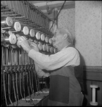 Silk ribbon weaver working, 1948