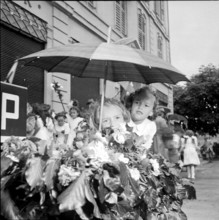 Solemnity in Burgdorf 1951; Girls behind flowers
