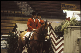 International indoor CSIO Geneva 1983: Markus Fuchs with Japonais, Thomas Fuchs with Pen Duick