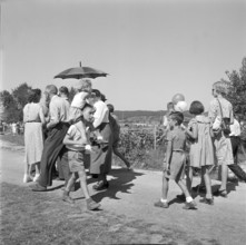 Spectators at aviation show, Zurich-Kloten airport 1953