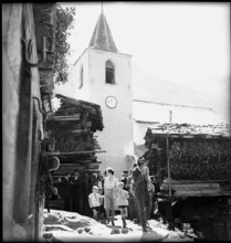 Villagers after service in Blatten, Valais, 1945