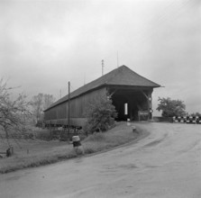 Roofed wooden bridge in Eschikofen; 1954