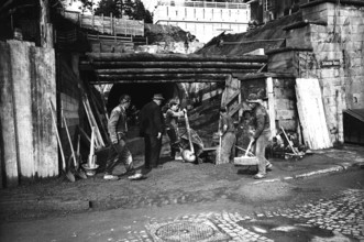 Workers at Käferberg tunnel construction site; 1965