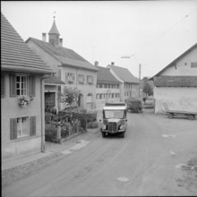 Swiss post bus in Büsingen; 1955