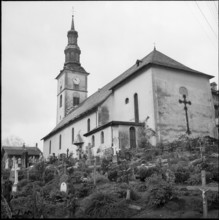 Church and graveyard of Val d'Illiez 1961