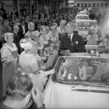Roger Bonvin, newly elected federal councilor visiting Sion; 1962
