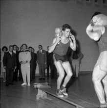 Roger Bonvin visiting the Federal sports school Magglingen; 1962